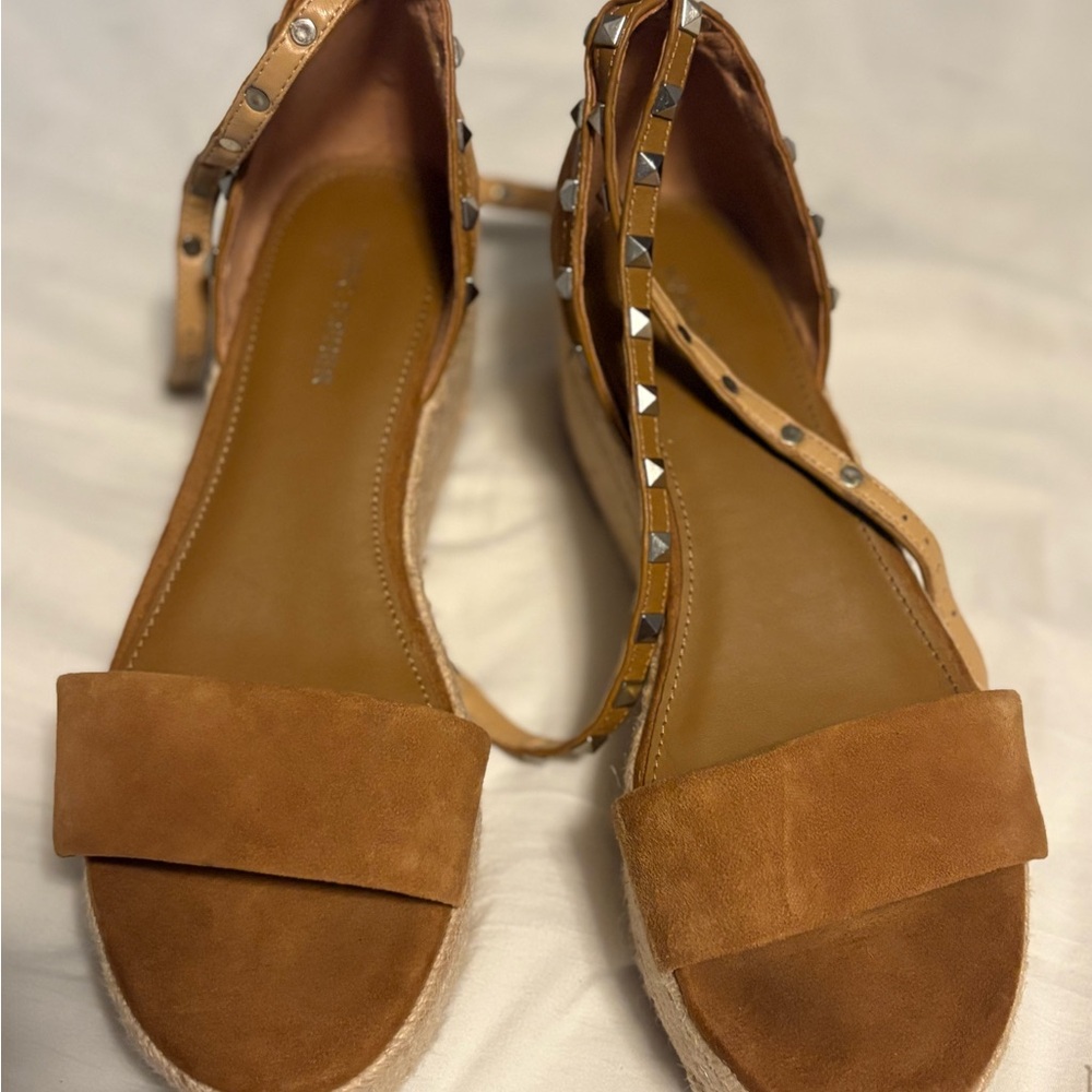 Marc Fisher Tan Espadrille Sandals with Studs